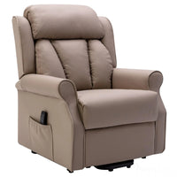 The Darwin - Dual Motor Riser Recliner Mobility Arm Chair in Taupe Leather - Refurbished Morris Living