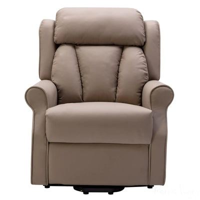 The Darwin - Dual Motor Riser Recliner Mobility Arm Chair in Taupe Leather - Refurbished Morris Living