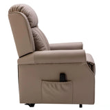 The Darwin - Dual Motor Riser Recliner Mobility Arm Chair in Taupe Leather - Refurbished Morris Living