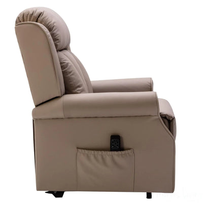 The Darwin - Dual Motor Riser Recliner Mobility Arm Chair in Taupe Leather - Refurbished Morris Living