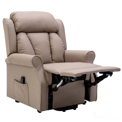 The Darwin - Dual Motor Riser Recliner Mobility Arm Chair in Taupe Leather - Refurbished Morris Living