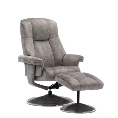 The Denver Swivel Recliner Chair & Footstool - Fabric - Elephant Morris Living