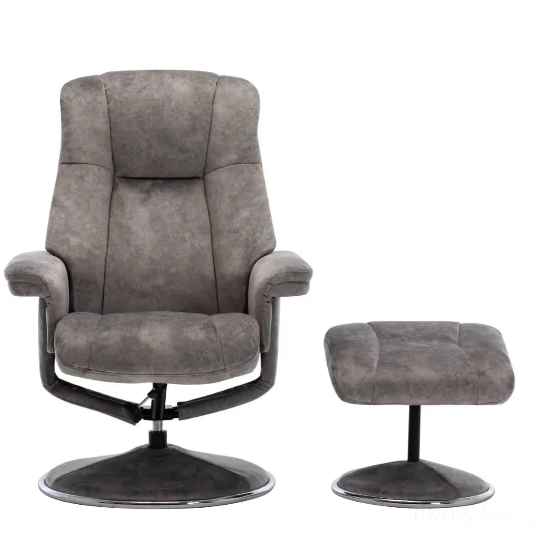 The Denver Swivel Recliner Chair & Footstool - Fabric - Elephant Morris Living