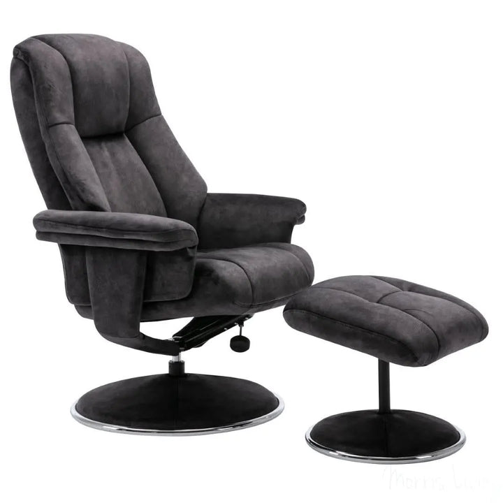 The Denver Swivel Recliner Chair & Footstool - Fabric - Liquorice Morris Living - image 1