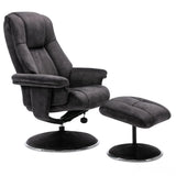 The Denver Swivel Recliner Chair & Footstool - Fabric - Liquorice Morris Living