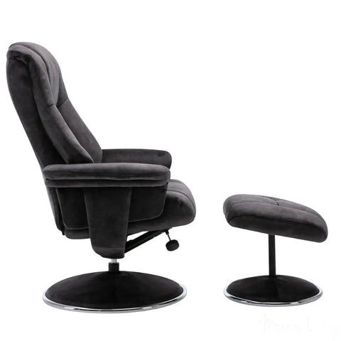 The Denver Swivel Recliner Chair & Footstool - Fabric - Liquorice Morris Living - image 3