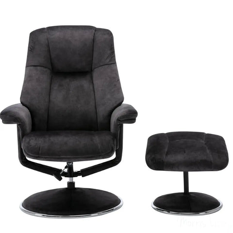 The Denver Swivel Recliner Chair & Footstool - Fabric - Liquorice Morris Living - image 4