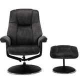 The Denver Swivel Recliner Chair & Footstool - Fabric - Liquorice Morris Living