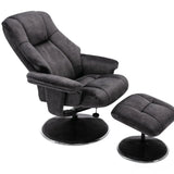 The Denver Swivel Recliner Chair & Footstool - Fabric - Liquorice Morris Living