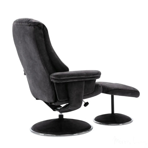 The Denver Swivel Recliner Chair & Footstool - Fabric - Liquorice Morris Living - image 6