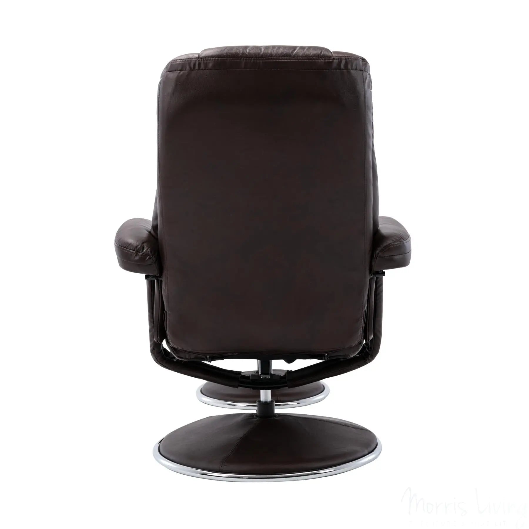 The Denver Swivel Recliner Chair & Footstool - Genuine Leather - Brown - Clearance Sale Morris Living