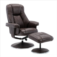 The Denver Swivel Recliner Chair & Footstool - Genuine Leather - Brown Morris Living