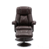 The Denver Swivel Recliner Chair & Footstool - Genuine Leather - Brown Morris Living - thumbnail 2