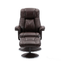The Denver Swivel Recliner Chair & Footstool - Genuine Leather - Brown Morris Living