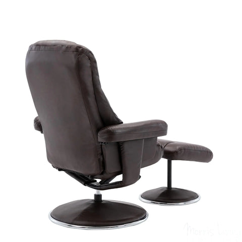 The Denver Swivel Recliner Chair & Footstool - Genuine Leather - Brown Morris Living - image 6