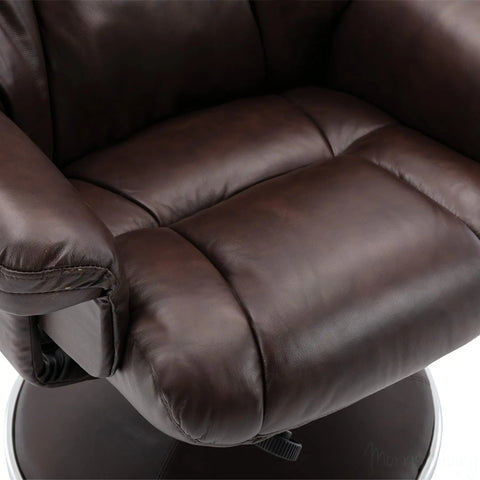 The Denver Swivel Recliner Chair & Footstool - Genuine Leather - Brown Morris Living - image 10
