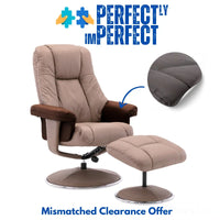 The Denver Swivel Recliner Chair & Footstool - Genuine Leather Earth - Mismatched Clearance Morris Living