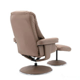 The Denver Swivel Recliner Chair & Footstool - Genuine Leather - Earth Morris Living