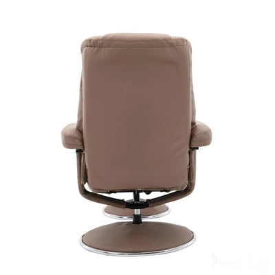 The Denver Swivel Recliner Chair & Footstool - Genuine Leather - Earth Morris Living