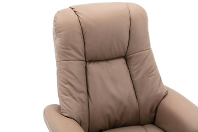 The Denver Swivel Recliner Chair & Footstool - Genuine Leather - Earth Morris Living