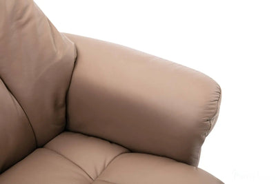 The Denver Swivel Recliner Chair & Footstool - Genuine Leather - Earth Morris Living