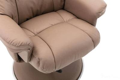 The Denver Swivel Recliner Chair & Footstool - Genuine Leather - Earth Morris Living