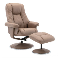 The Denver Swivel Recliner Chair & Footstool - Genuine Leather Earth - Refurbished Morris Living