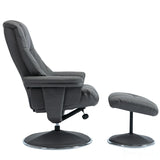 The Denver Swivel Recliner Chair & Footstool - Genuine Leather - Granite - Clearance Sale Morris Living