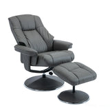 The Denver Swivel Recliner Chair & Footstool - Genuine Leather - Granite - Clearance Sale Morris Living