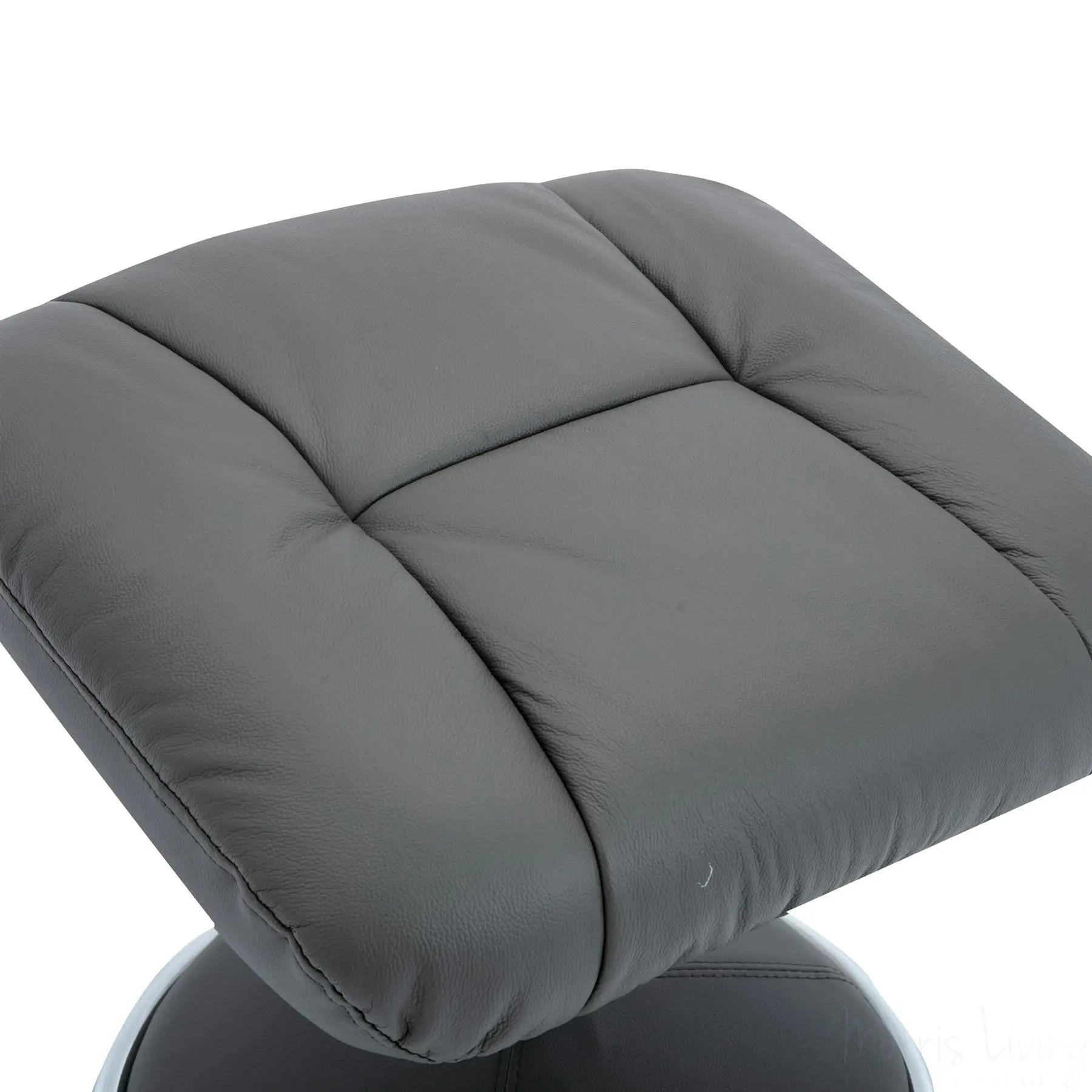 The Denver Swivel Recliner Chair & Footstool - Genuine Leather - Granite - Clearance Sale Morris Living