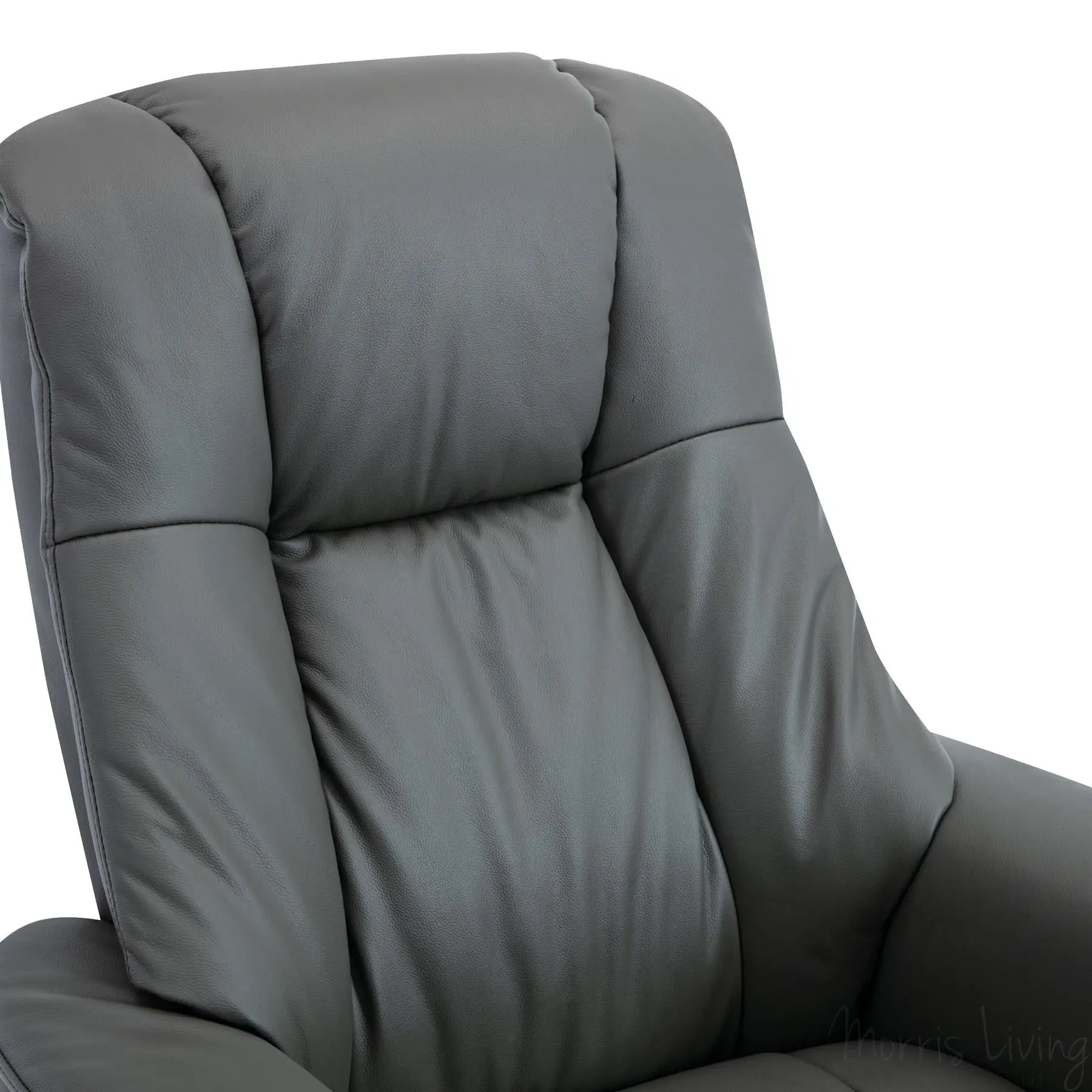 The Denver Swivel Recliner Chair & Footstool - Genuine Leather - Granite - Clearance Sale Morris Living
