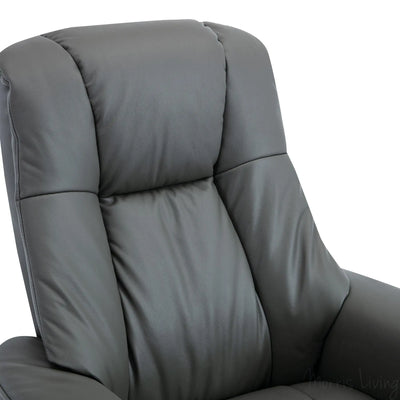 The Denver Swivel Recliner Chair & Footstool - Genuine Leather - Granite - Clearance Sale Morris Living