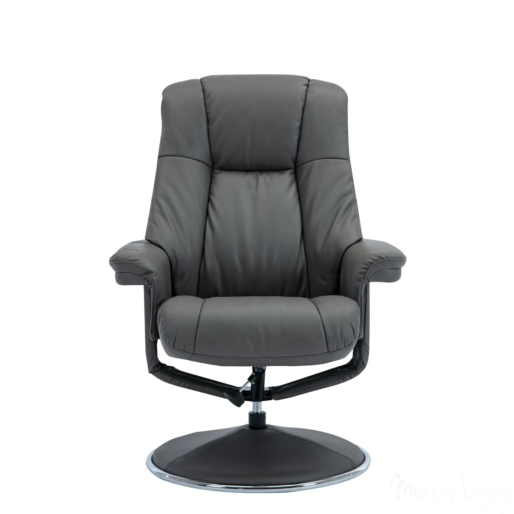 The Denver Swivel Recliner Chair & Footstool - Genuine Leather - Granite - Clearance Sale Morris Living
