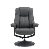 The Denver Swivel Recliner Chair & Footstool - Genuine Leather - Granite - Clearance Sale Morris Living