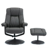 The Denver Swivel Recliner Chair & Footstool - Genuine Leather - Granite - Clearance Sale Morris Living