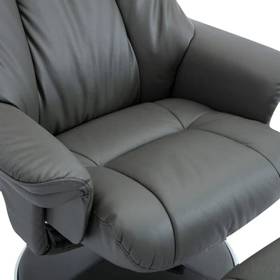 The Denver Swivel Recliner Chair & Footstool - Genuine Leather - Granite - Clearance Sale Morris Living
