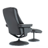 The Denver Swivel Recliner Chair & Footstool - Genuine Leather - Granite - Clearance Sale Morris Living