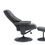 The Denver Swivel Recliner Chair & Footstool - Genuine Leather - Granite - Clearance Sale Morris Living