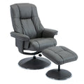 The Denver Swivel Recliner Chair & Footstool - Genuine Leather - Granite - Clearance Sale Morris Living