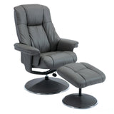 The Denver Swivel Recliner Chair & Footstool - Genuine Leather - Granite - Clearance Sale Morris Living