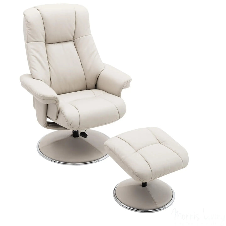The Denver Swivel Recliner Chair & Footstool - Genuine Leather - Mushroom Morris Living - image 1