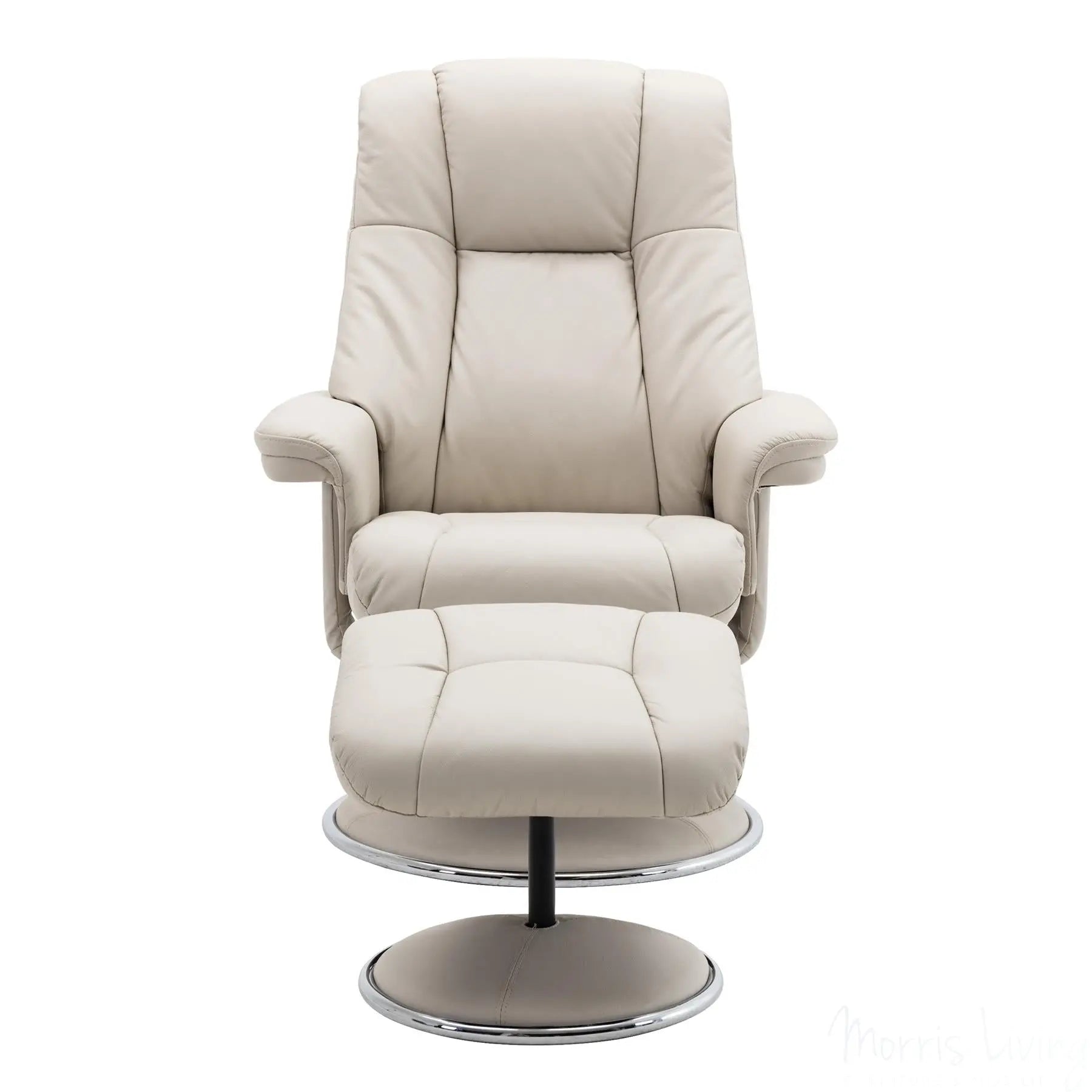 The Denver Swivel Recliner Chair & Footstool - Genuine Leather - Mushroom Morris Living