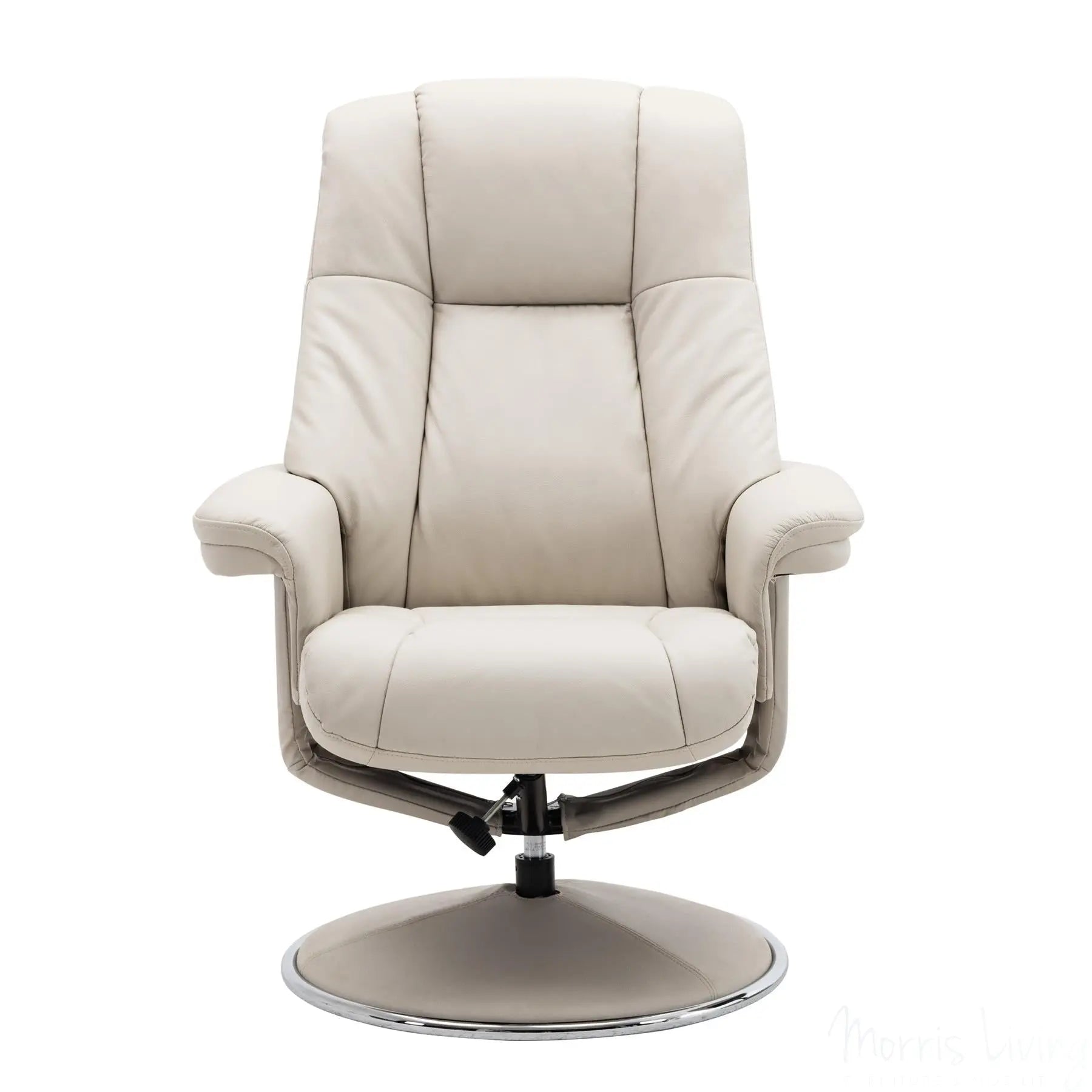 The Denver Swivel Recliner Chair & Footstool - Genuine Leather - Mushroom Morris Living
