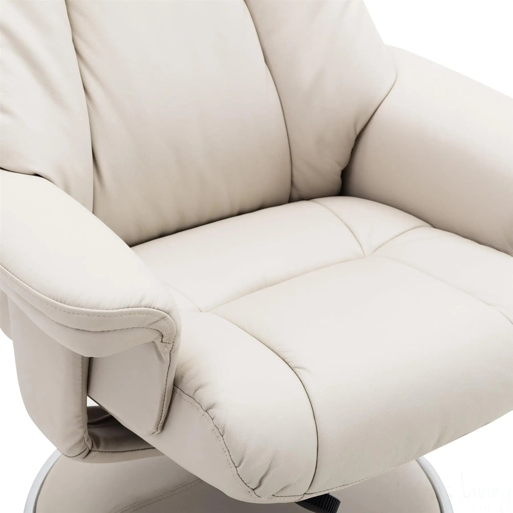 The Denver Swivel Recliner Chair & Footstool - Genuine Leather - Mushroom Morris Living