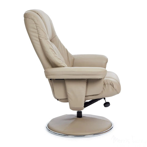 The Denver Swivel Recliner Chair & Footstool - Genuine Leather - Pebble Morris Living - image 3