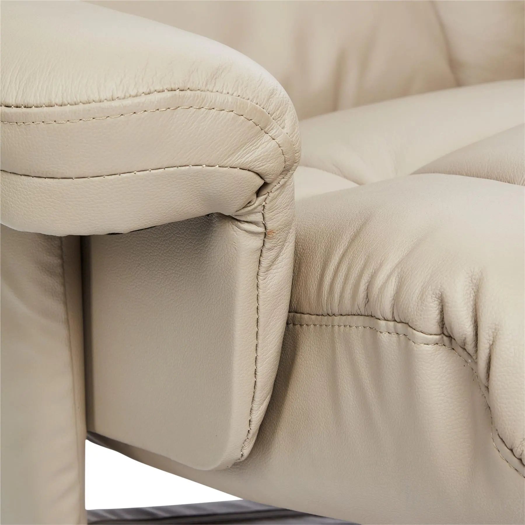 The Denver Swivel Recliner Chair & Footstool - Genuine Leather - Pebble Morris Living