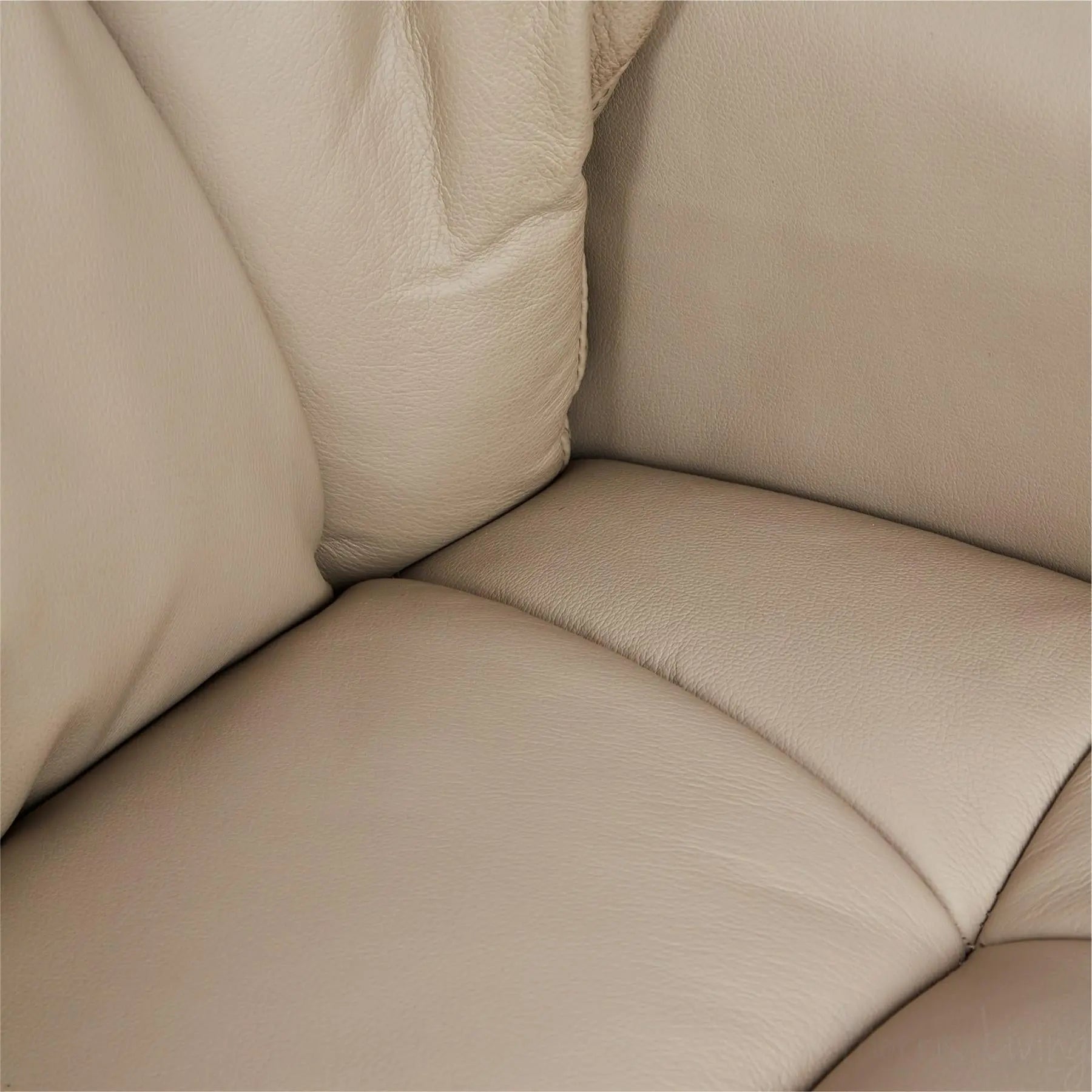 The Denver Swivel Recliner Chair & Footstool - Genuine Leather - Pebble Morris Living