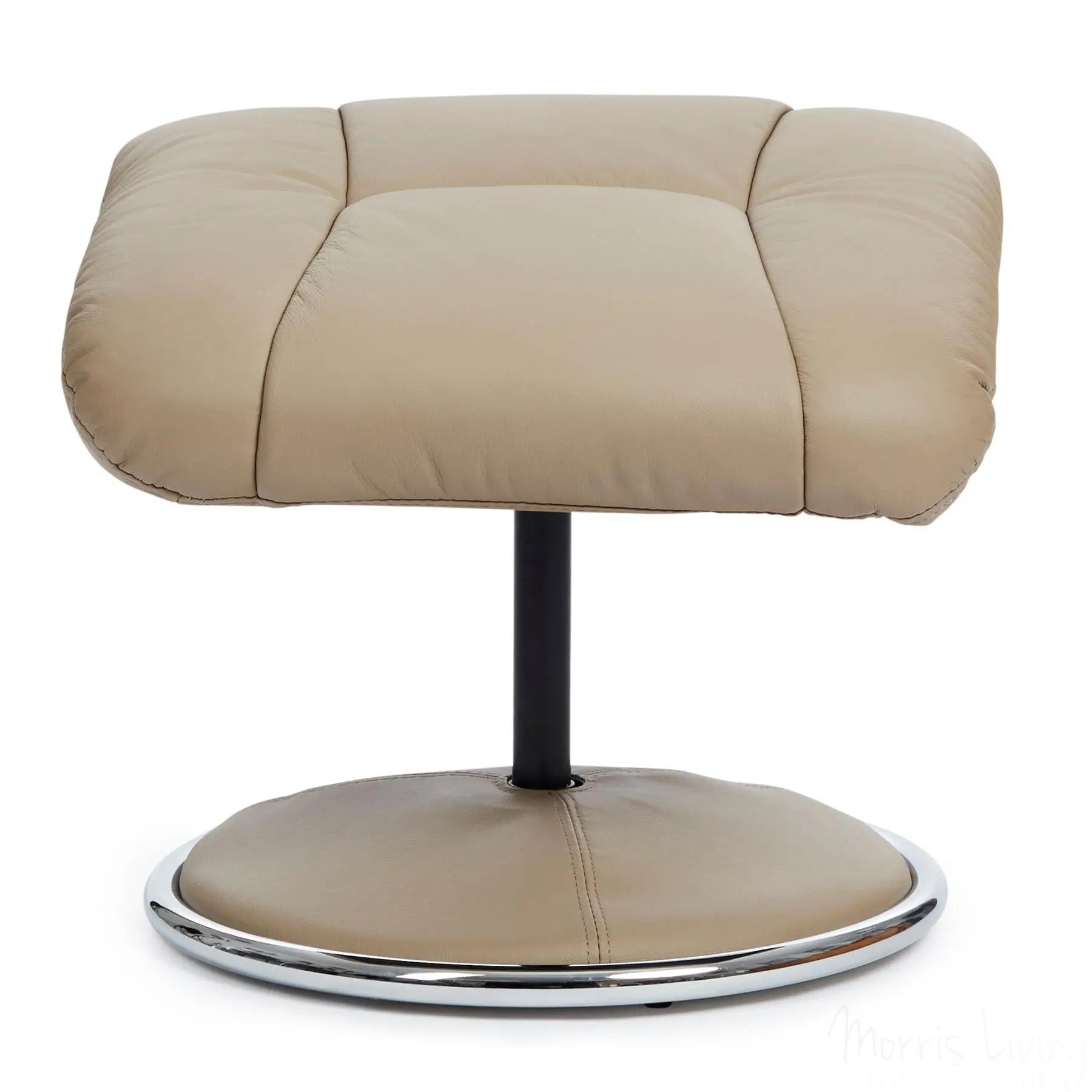 The Denver Swivel Recliner Chair & Footstool - Genuine Leather - Pebble Morris Living