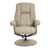The Denver Swivel Recliner Chair & Footstool - Genuine Leather - Pebble Morris Living