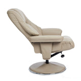 The Denver Swivel Recliner Chair & Footstool - Genuine Leather - Pebble Morris Living